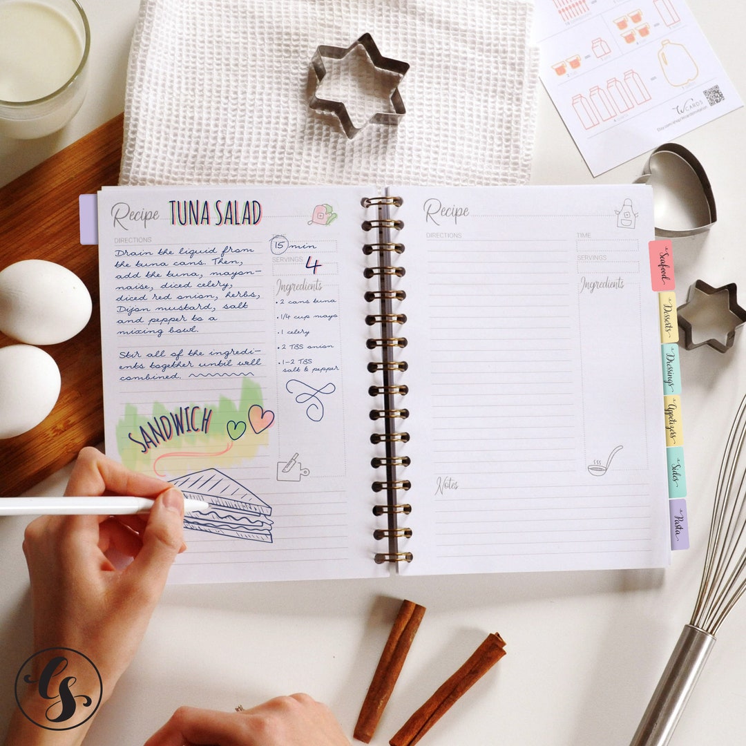 Spiral Recipe Book Blank Cookbook, Custom Baking Journal, Personalized