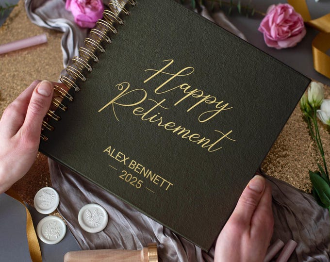 Personalized Retirement Guest Book – Custom Retirement gift for him or her, Retirement Album Keepsake for Farewell Party