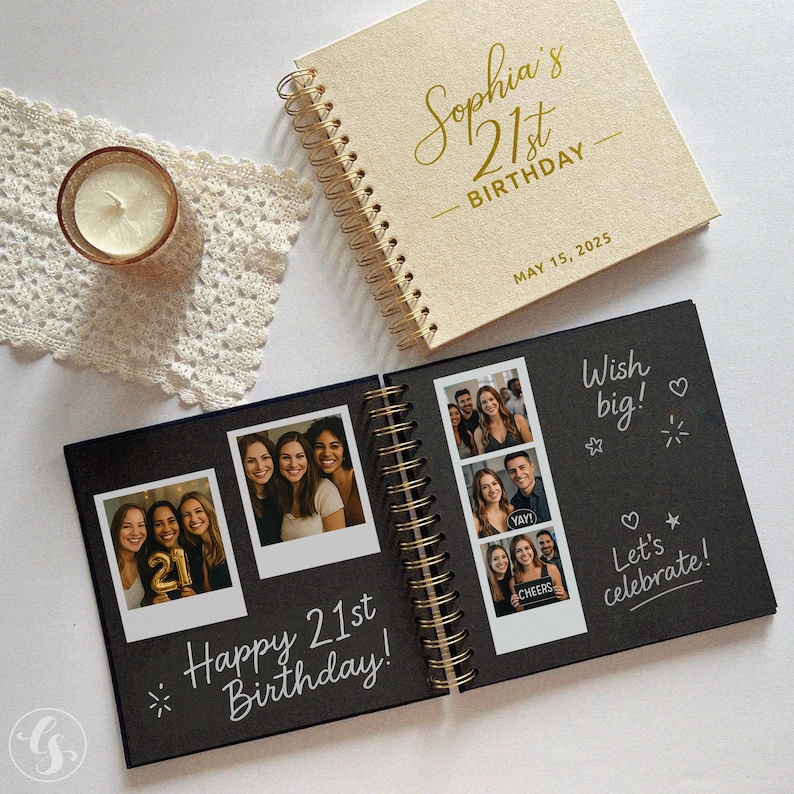 Custom Guest Book 21th 30th 40th, 50th, 60th, 70th Birthday Decor. Birthday Photo Album - Party GuestBook Polaroid Instax Photobooth