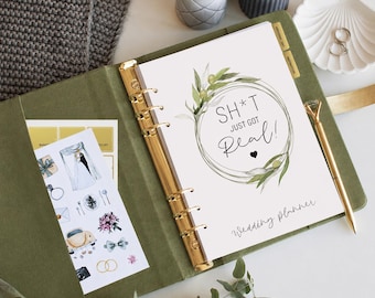 Wedding book organizer for planning, Personalized Lined Planner Binder for Bride