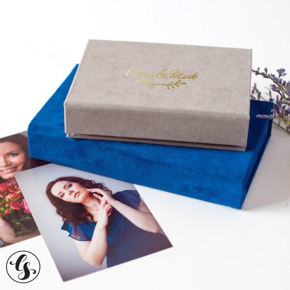 Velvet Photo Box 5x7 4x6 6x8 Wedding Print Box Boudoir Photo Box  Anniversary Gift 