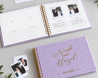 Polaroid Guest Book Wedding, Personalized Instax Guestbook, Velvet Photo Album, Two Sizes