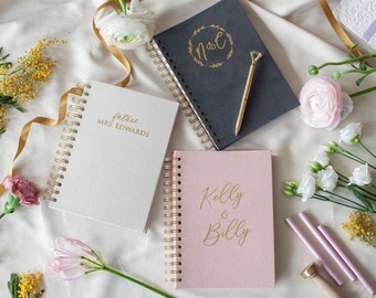 NEW Pink gold wedding planning book personalised, Luxury velvet wedding notebook organizer, custom Engagement gift for friend