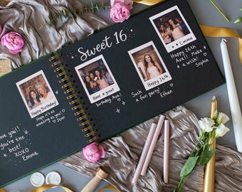 Libro de firmas Polaroid para cumpleaños: álbum de recuerdos, libro de firmas, álbum de recortes instantáneo, libro de firmas personalizado.