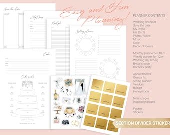 Wedding Planner Inserts A5 and A6 Wedding Planner Refills pages A5 and A6