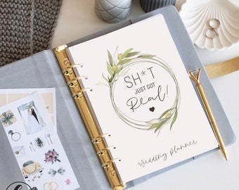 It just got real Wedding Planner, Wedding Journal Organizer Book, Custom Engagement Gifts for her