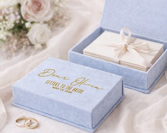 Letters to the Bride Box with Envelopes: Personalized Bridal Shower Advice Velvet Box in 10 colors