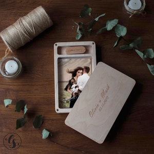 Wood photo box and USB Flash Drive Wedding USB engraved 4x6 Prints Photographer Gifts