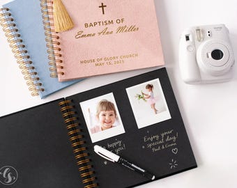 Livre d'or personnalisé sur le baptême pour fille ou garçon. Album photo de première communion personnalisé