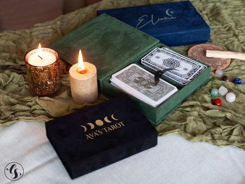 Tarot Card Holder for 1-3 Decks, Tarot Card Box Personalized Tarot Accessories Card Wrap and Bag