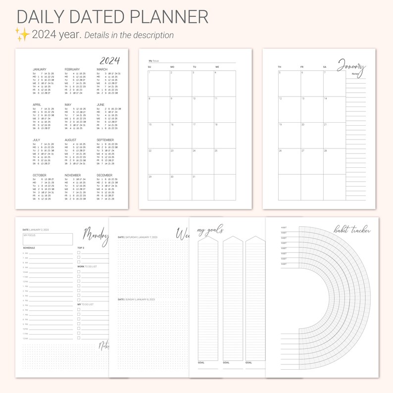 Hourly planner 2024-2025, custom planner daily weekly, adhd planner adult, leather planner binder, personalized academic planner image 7