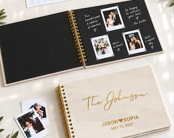 Polaroid Wedding Guest Book, Personalized Velvet Sign In Book for Instax Photos