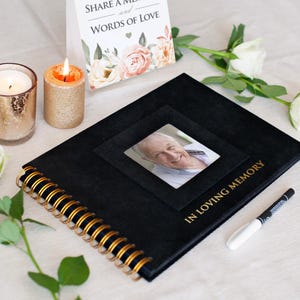 Celebration of Life Memorial Guest Book with Table Sign, In Loving Memory Funeral Guest Book