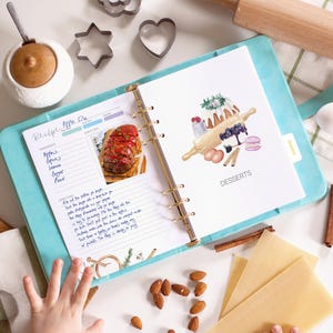 Custom Cookbook Binder with Dividers, Blank Recipe Book for Family Recipes, Housewarming Gift