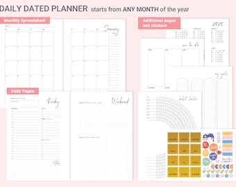 Planner Refills pages A5 and A6 Planner Inserts 2026-2027 Daily or Weekly Planner 6 ring Start from Any Month