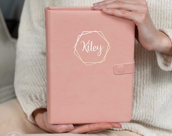 Refillable Planner 2026-2027 daily weekly, Personalized Monthly Hourly Planner, Faux Leather Binder Notebook gift for Mom