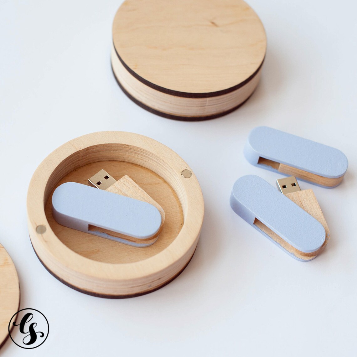 5 cajas USB de madera y memorias USB. USB personalizado en una Etsy