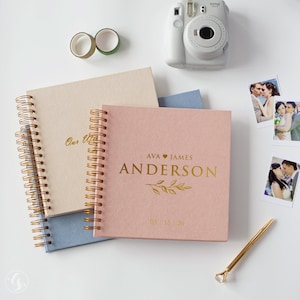 Polaroid Guest Book for Wedding Instax Guest Book, Personalized Wedding Sign in Book Velvet with Pen