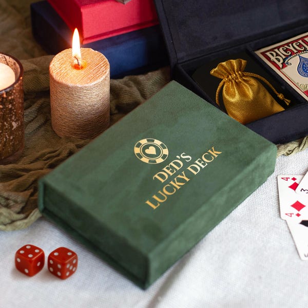 Customizable Playing Cards Box for 2-4 Deck - Custom Game Night Box Poker Gift for Him Father's Day Gift