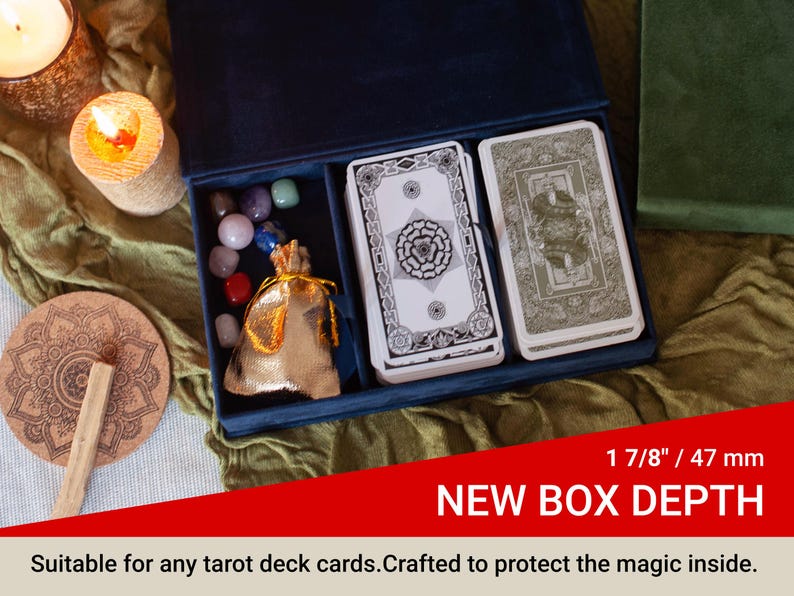 Tarot Card Holder for 1-3 Decks, Tarot Card Box Personalized Tarot Accessories Card Wrap and Bag image 2