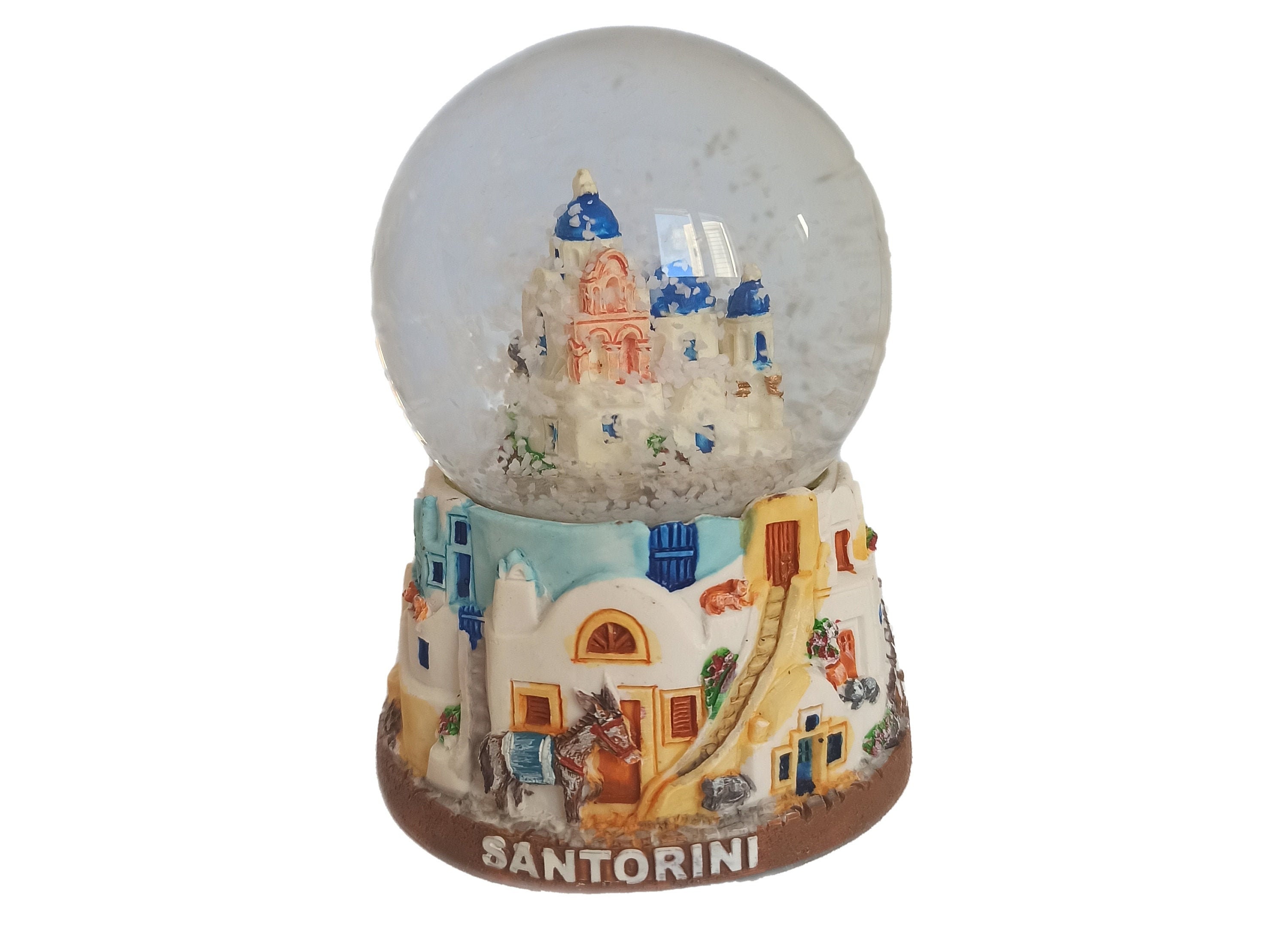 Snow Globe Santorini Greece With Greek Church Inside Etsy India