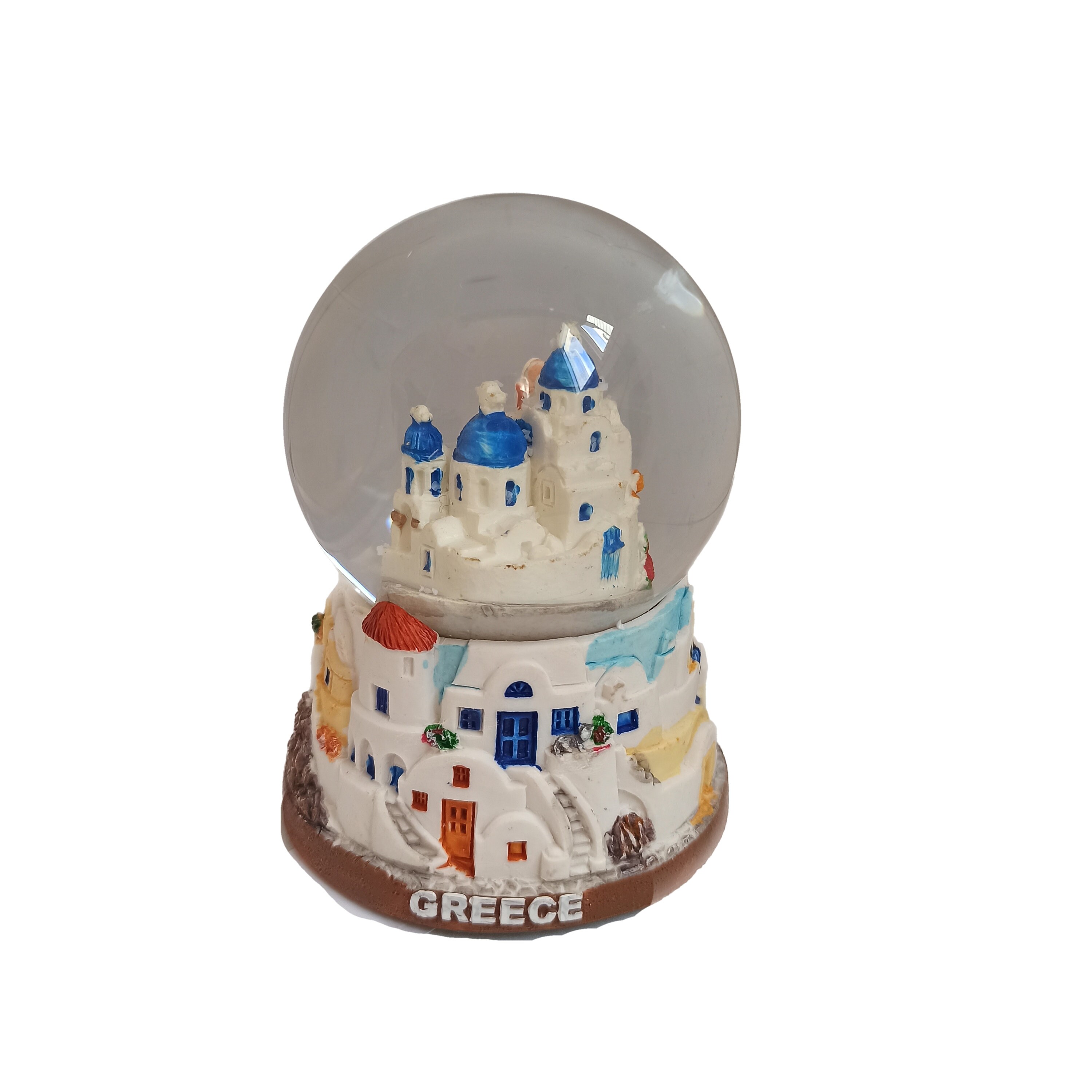 Snow Globe Santorini Greece With Greek Church Inside Etsy India
