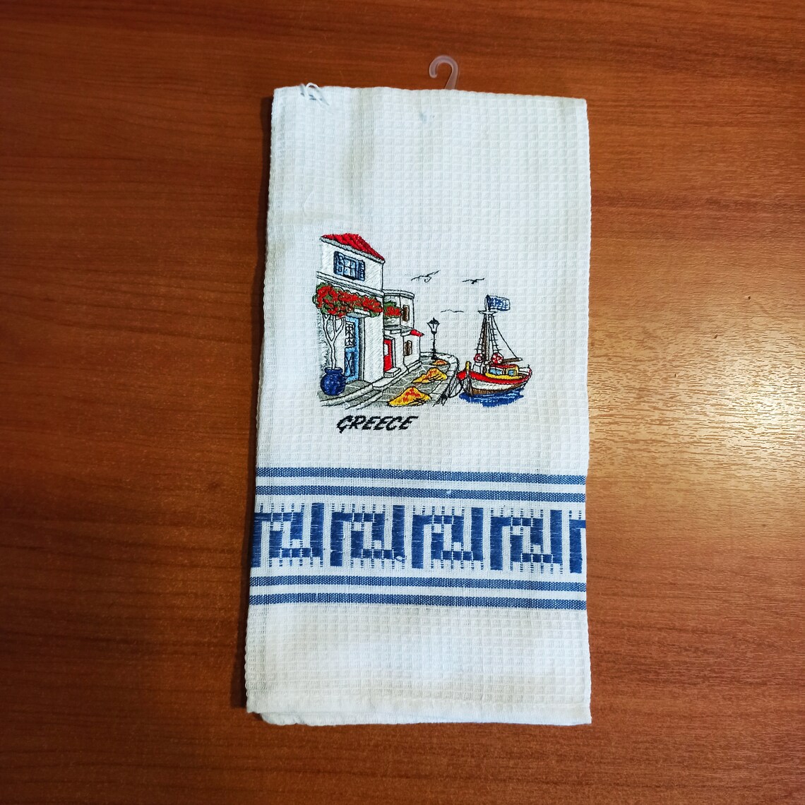 Embroidered kitchen towel Greek Islands Etsy