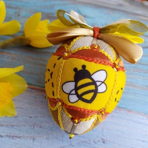 Egg decor Easter hanging ornament Easter tree Rustic eggs Easter decorations for home Quilted ornaments Easter gift Easter spring decor