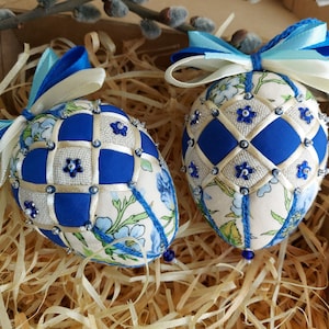 Easter fabric eggs set 2 pcs Easter spring decor Quilted ornaments Easter tree Rustic eggs Easter gift Egg decor Easter hanging ornament