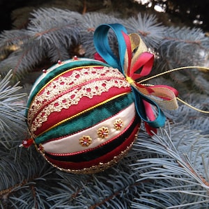 Hanging toy Merry Christmas New year gift Patchwork ball Gift for family New Year's ornament Fir-tree decoration Home decor Christmas toy image 8