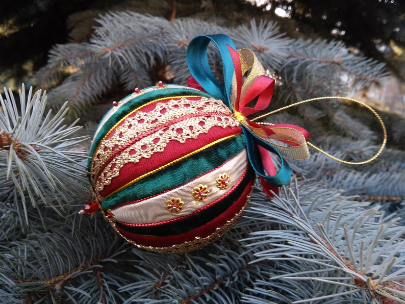 Hanging toy Merry Christmas New year gift Patchwork ball Gift for family New Year's ornament Fir-tree decoration Home decor Christmas toy image 8