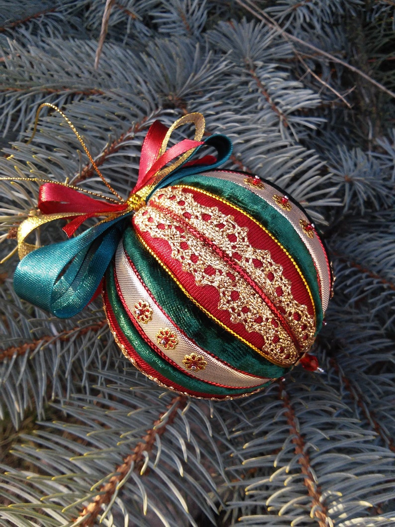 Hanging toy Merry Christmas New year gift Patchwork ball Gift for family New Year's ornament Fir-tree decoration Home decor Christmas toy image 6