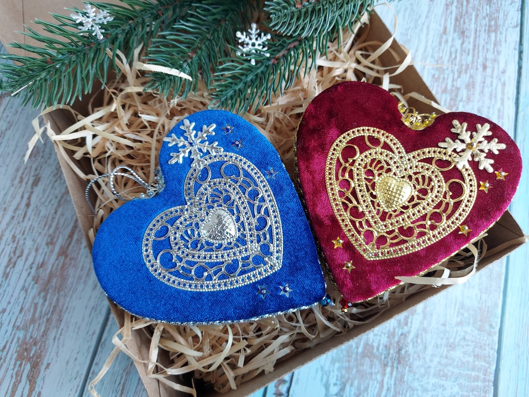 　　XMAS　DECORATION　HEART Christmas Heart Set 2 Pcs New Year's Ornament Heart-shaped