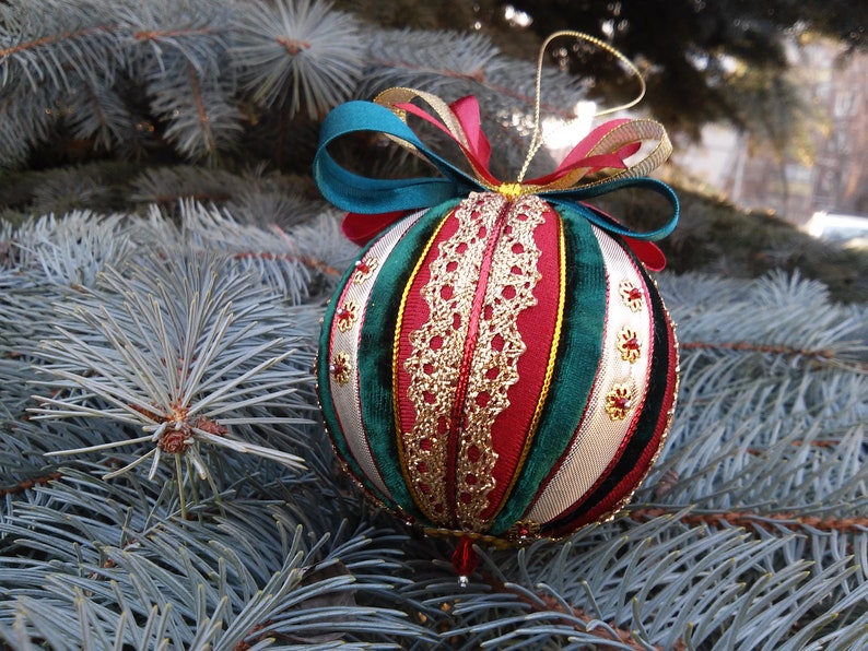 Hanging toy Merry Christmas New year gift Patchwork ball Gift for family New Year's ornament Fir-tree decoration Home decor Christmas toy image 3