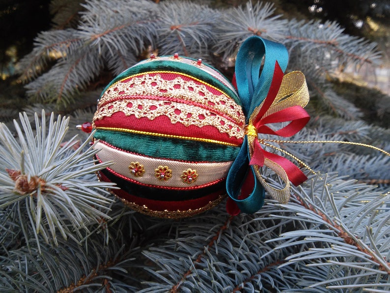 Hanging toy Merry Christmas New year gift Patchwork ball Gift for family New Year's ornament Fir-tree decoration Home decor Christmas toy image 5