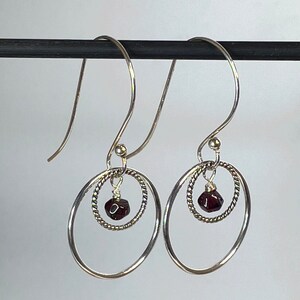 Sterling silver with garnet earrings