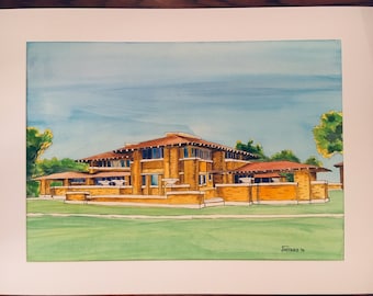 Frank Lloyd Wright Darwin Martin House watercolor print