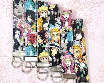 Anime nyckelknippa armband, nyckelhållare, handledssnodd, handgjort armband, nyckelringshållare, snodd