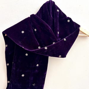 Purple Ladies Luxurious Fashion Long Velvet Scarves.  Handmade Embroidered Double Sided Shawl Wrap.