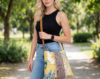 Sac bandoulière à imprimé floral. Sac à main bohème patchwork fait main.