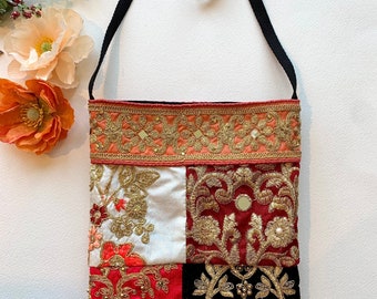 Unique Bohemian Patchwork Shoulder Crossbody Bag. Perfect Gift For Girl. Handmade Festival Purse.