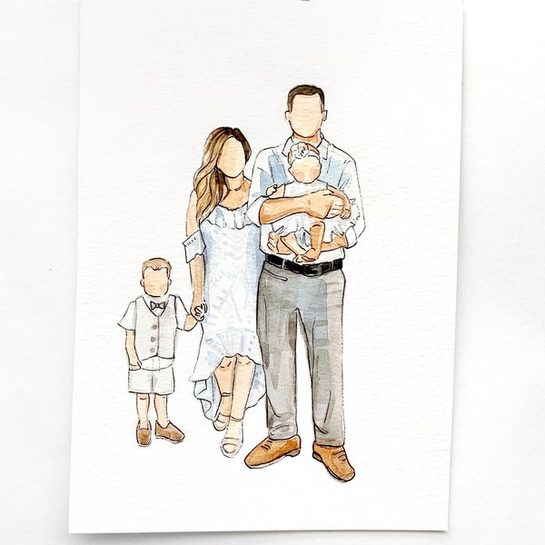 Faceless Watercolor Portraits | Customer Watercolor Family Portrait