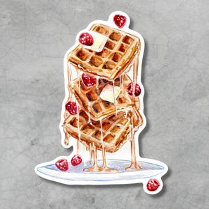Waffle Sticker, Waterproof, durable, breakfast, foodie, water bottle and laptop sticker