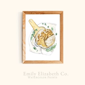 Rosemary Sourdough Bread Watercolor Print, Kitchen Wall Art, Foodie, Baking, Bread Print, Baker Prints, Sourdough Baking, homemaking decor