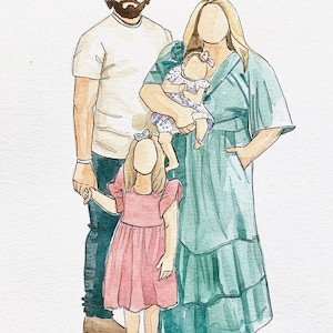 Faceless Watercolor Portraits | Customer Watercolor Family Portrait