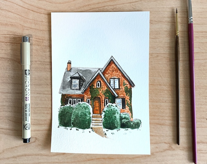 Custom Watercolor House Portrait, Home Portrait, Housewarming gift, First Home, House Illustration, Realtor Gift, Childhood home