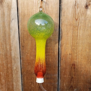 Glass Hummingbird Feeder - Red, Yellow, and Green - Artisan Made