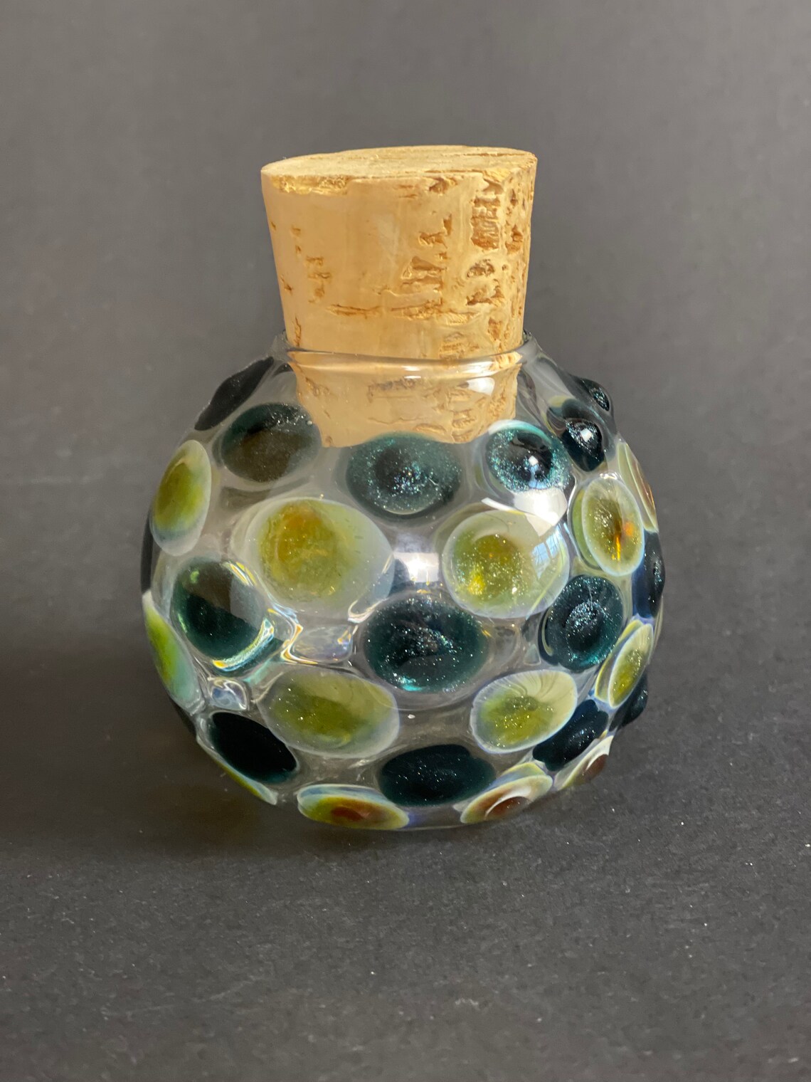 Hand Made Glass Stash Jar with Cork Sparkly Blue and Etsy