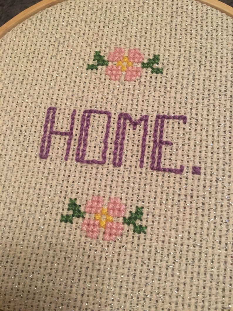 Gift for her Wall hanging Hoop New home Cross Stitch completed Home Quote Gift for him. Gift for home