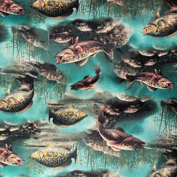 Reversible  Wildlife Fish print Green Background / welders cap/ pipefitters cap/ welding cap